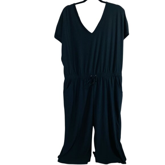 curvy, plus size black jumpsuit Deep V neckline size xl Sansara - Picture 13 of 15